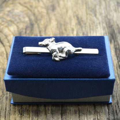 Jack Russell Dog Tie Clip, Handcast Pewter Tie Clip, Polished Finish