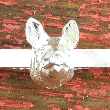 Pig Head Tie Clip, Handcast Pewter Tie Clip, Polished Finish