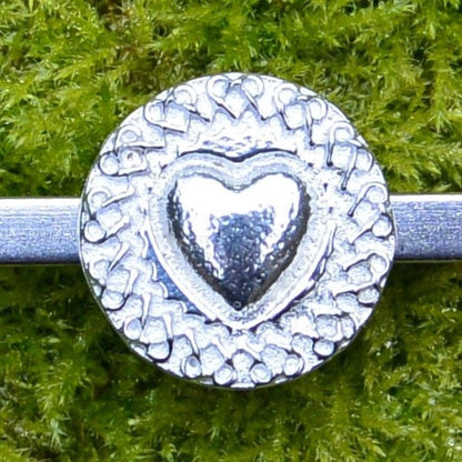 Celtic Heart Tie Clip, Handcast Pewter Tie Clip, Polished Finish