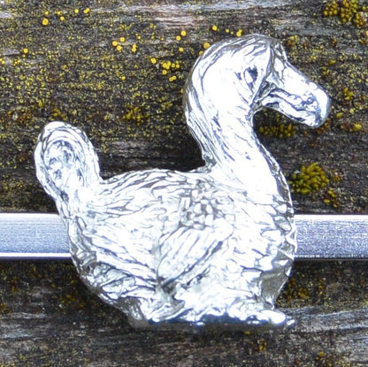 Dodo Tie Clip, Handcast Pewter Tie Clip, Polished Finish