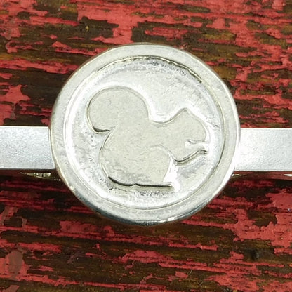 Squirrel Tie Clip, Handcast Pewter Tie Clip, Polished Finish