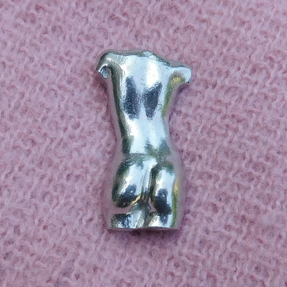 Female Torso Brooch (Rear View), Handcast Pewter, Polished Finish