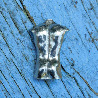 Male Torso Brooch (Rear View), Handcast Pewter, Polished Finish