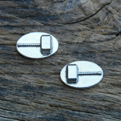 Mjölnir (Thor’s Hammer) Cufflinks, Handcast Pewter Cufflinks, Polished Finish