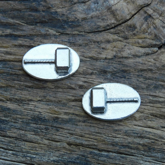 Mjölnir (Thor’s Hammer) Cufflinks, Handcast Pewter Cufflinks, Polished Finish