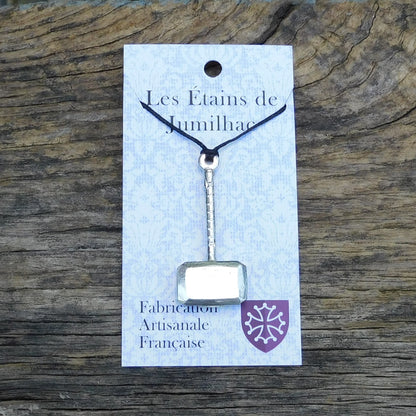 Thor’s Hammer Pendant (Mjolnir), Handcast Pewter Pendant on Adjustable Waxed Cord