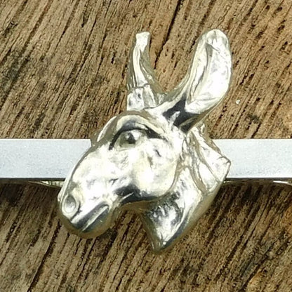 Donkey Head Tie Clip, Handcast Pewter Tie Clip, Polished Finish