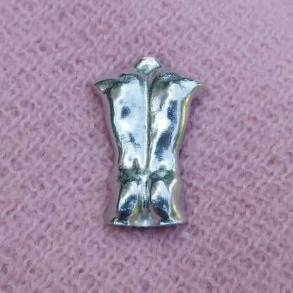Male Torso Brooch (Rear View), Handcast Pewter, Polished Finish