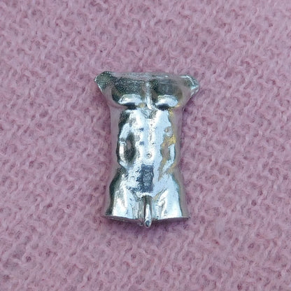 Male Torso Brooch (Front View), Handcast Pewter, Polished Finish
