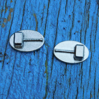 Mjölnir (Thor’s Hammer) Cufflinks, Handcast Pewter Cufflinks, Polished Finish