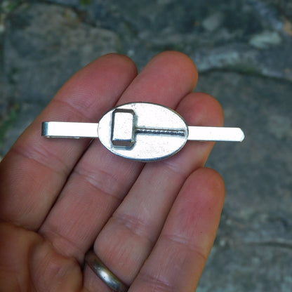 Thor’s Hammer Tie Clip (Mjolnir Design), Handcast Pewter Tie Clip, Polished Finish