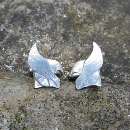 Thor’s Helmet Cufflinks, Handcast Pewter Cufflinks, Polished Finish