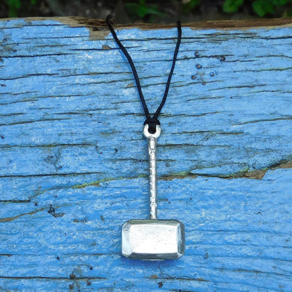 Thor’s Hammer Pendant (Mjolnir), Handcast Pewter Pendant on Adjustable Waxed Cord