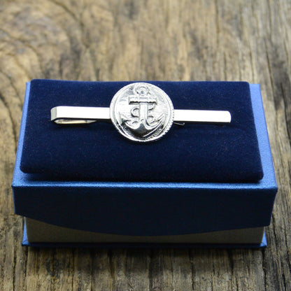 Anchor Tie Clip, Handcast Pewter Tie Clip, Polished Finish