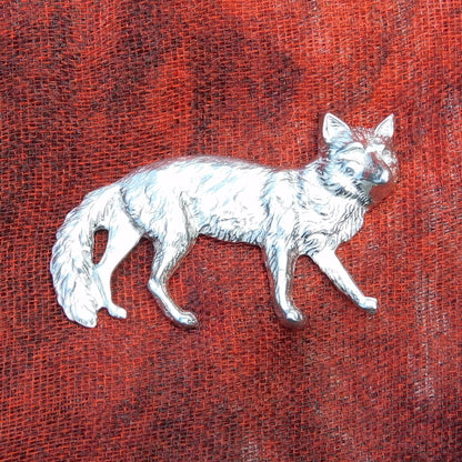 Fox Brooch, Handcast Pewter Brooch, Polished Finish
