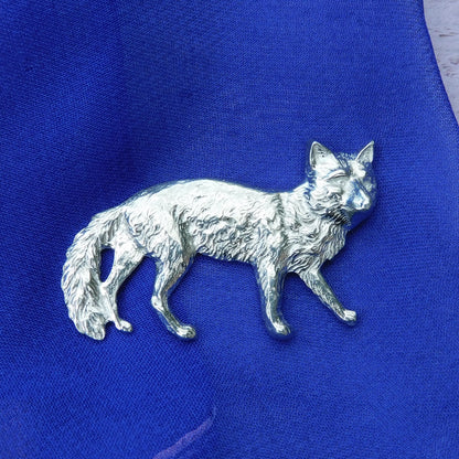 Fox Brooch, Handcast Pewter Brooch, Polished Finish