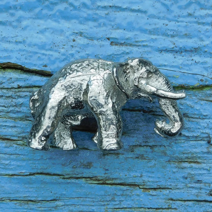 Elephant Figurine, Lucky Elephant Miniature, Elephant Totem, Handmade, in Fine Pewter, by William Sturt