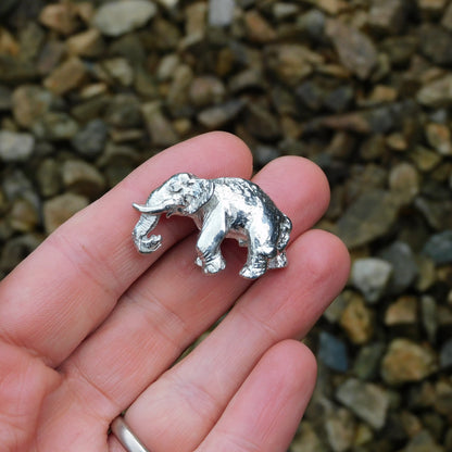 Elephant Figurine, Lucky Elephant Miniature, Elephant Totem, Handmade, in Fine Pewter, by William Sturt