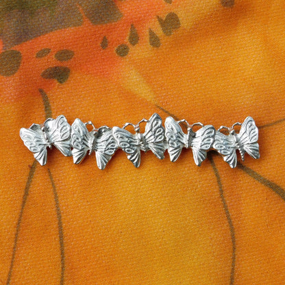 Butterfly Brooch (Five Butterflies Line Design), Handcast Pewter Brooch, Polished Finish