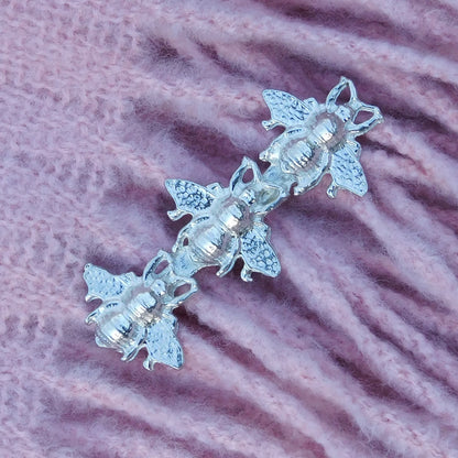 Bee Brooch (Three), Handcast Pewter, Polished Finish
