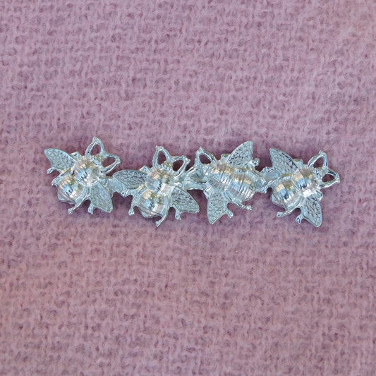 Bee Brooch (Four Bees Design), Handcast Pewter Brooch, Polished Finish