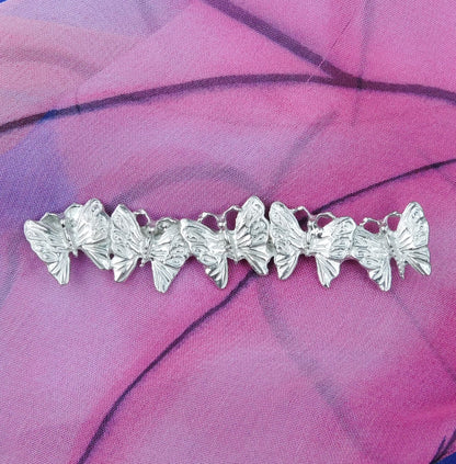Butterfly Brooch (Five Butterflies Line Design), Handcast Pewter Brooch, Polished Finish