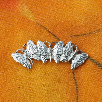 Three Butterflies Brooch, Gardeners Brooch, Butterfly Jewellery, Handmade in Fine Pewter by William Sturt