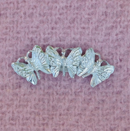Three Butterflies Brooch, Gardeners Brooch, Butterfly Jewellery, Handmade in Fine Pewter by William Sturt