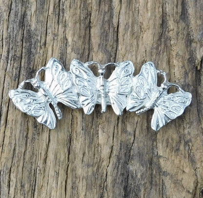 Three Butterflies Brooch, Gardeners Brooch, Butterfly Jewellery, Handmade in Fine Pewter by William Sturt