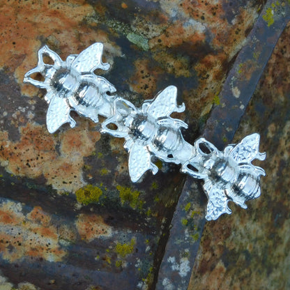 Bee Brooch (Three), Handcast Pewter, Polished Finish