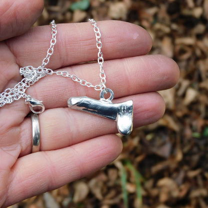 Penis Chained Pendant, Knotted Cord, BDSM Accessories, Sub Pendant, Sub Anklet, Penis Pendant, Handmade, in Fine Pewter, by William Sturt