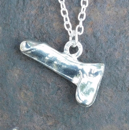 Penis Chained Pendant, Knotted Cord, BDSM Accessories, Sub Pendant, Sub Anklet, Penis Pendant, Handmade, in Fine Pewter, by William Sturt