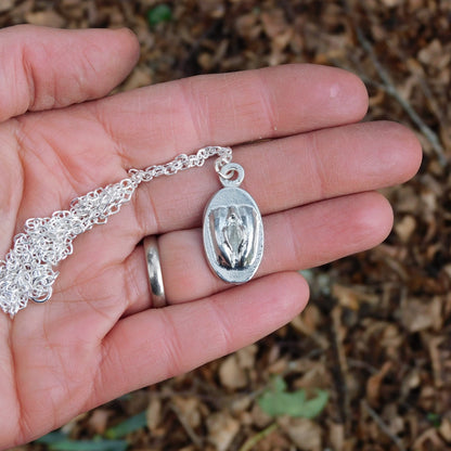 Vulva Pendant Chained, Vagina , Vulva Gift, Handcast in Fine Pewter by William Sturt