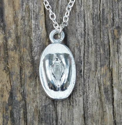 Vulva Pendant Chained, Vagina , Vulva Gift, Handcast in Fine Pewter by William Sturt