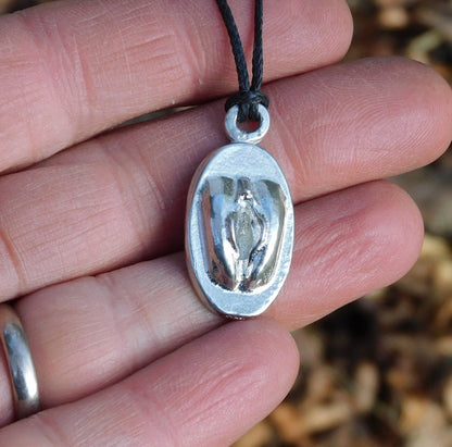 Vulva Pendant Braded Cord, Vagina , Vulva Gift, Handcast in Fine Pewter by William Sturt