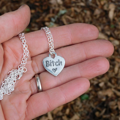 Bitch, BDSM Pendant, Knotted Cord, BDSM Accessories, Sub Pendant, Sub Anklet, Sub Bracelet, Handmade, in Fine Pewter, by William Sturt