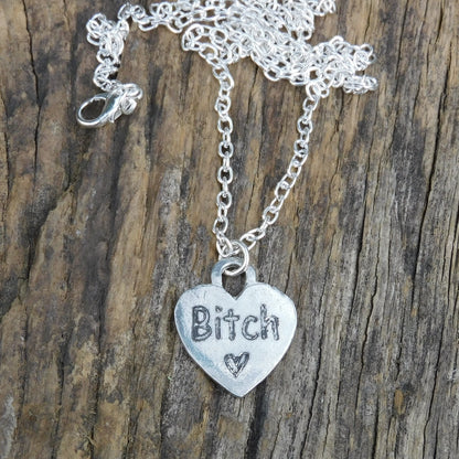 Bitch, BDSM Pendant, Knotted Cord, BDSM Accessories, Sub Pendant, Sub Anklet, Sub Bracelet, Handmade, in Fine Pewter, by William Sturt