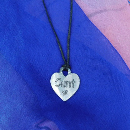Cunt, BDSM Pendant, Knotted Cord, BDSM Accessories, Sub Pendant, Sub Anklet, Sub Bracelet, Handmade, in Fine Pewter, by William Sturt