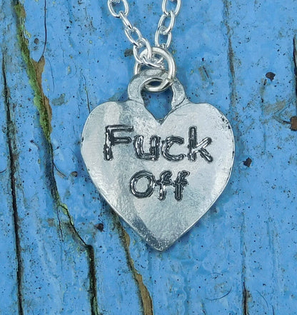 Fuck Off, BDSM Pendant, Chain Cord, BDSM Accessories, Sub Pendant, Sub Anklet, Sub Bracelet, Handmade, in Fine Pewter, by William Sturt