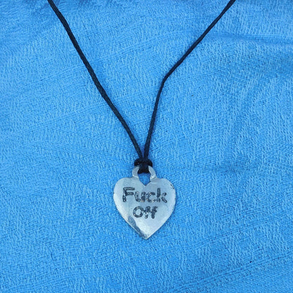 Fuck Off, BDSM Pendant, Chain Cord, BDSM Accessories, Sub Pendant, Sub Anklet, Sub Bracelet, Handmade, in Fine Pewter, by William Sturt