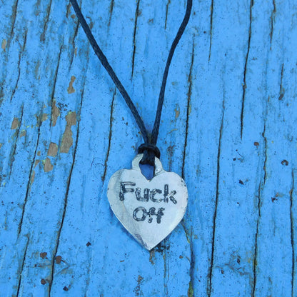 Fuck Off, BDSM Pendant, Chain Cord, BDSM Accessories, Sub Pendant, Sub Anklet, Sub Bracelet, Handmade, in Fine Pewter, by William Sturt