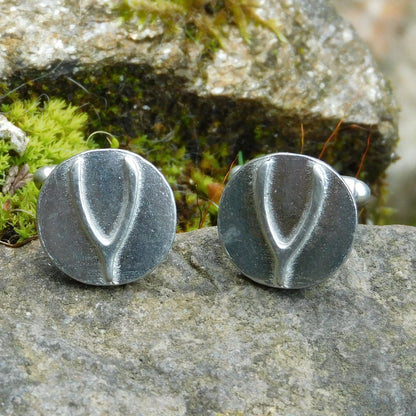 Wishbone Cufflinks, Handcast Pewter Cufflinks, Polished Finish