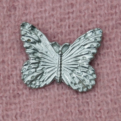 Butterfly Brooch (Textured Design), Handcast Pewter, Polished Finish