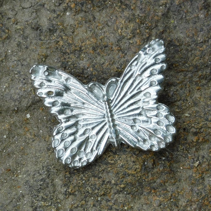 Butterfly Brooch (Textured Design), Handcast Pewter, Polished Finish