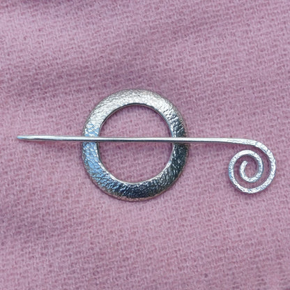 Hammered Pewter Shawl Pin, Celtic Shawl Brooch, Handmade Fine Pewter by William Sturt