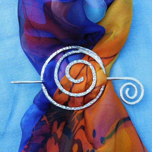Spiral Pewter Shawl Pin, Celtic Shawl Brooch, Handmade Fine Pewter by William Sturt