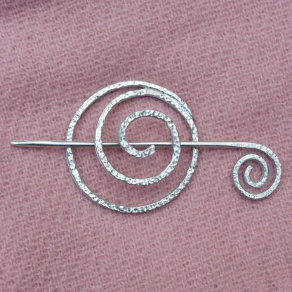 Spiral Pewter Shawl Pin, Celtic Shawl Brooch, Handmade Fine Pewter by William Sturt