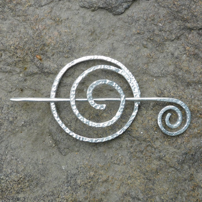 Spiral Pewter Shawl Pin, Celtic Shawl Brooch, Handmade Fine Pewter by William Sturt