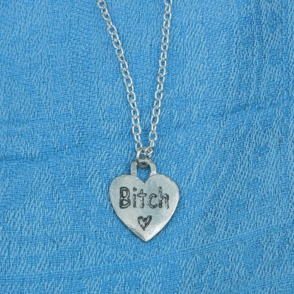 Bitch, BDSM Pendant, Knotted Cord, BDSM Accessories, Sub Pendant, Sub Anklet, Sub Bracelet, Handmade, in Fine Pewter, by William Sturt