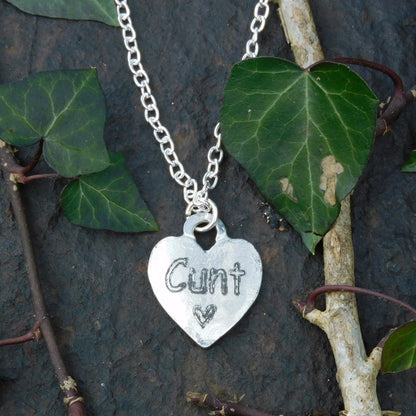 Cunt, BDSM Pendant, Knotted Cord, BDSM Accessories, Sub Pendant, Sub Anklet, Sub Bracelet, Handmade, in Fine Pewter, by William Sturt